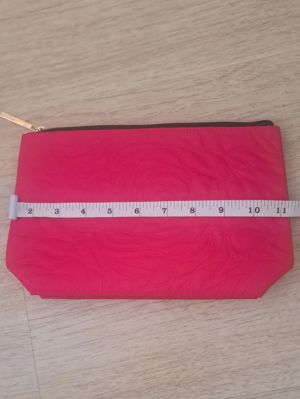 Lancome Paris Bright Pink Cosmetic Makeup Bag Case Hot Pink Gold Zip